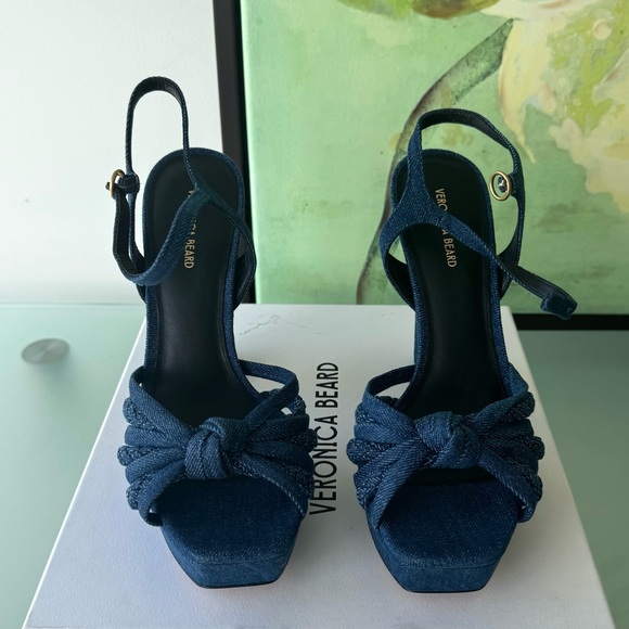 Veronika Beard Flavia Denim Platform Sandals - Picture 1 of 4